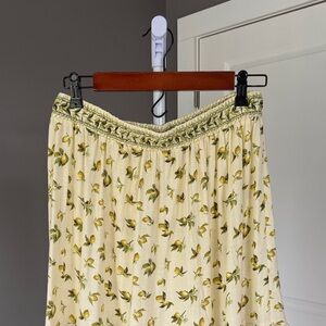 Max Studio Lemon Print Cream Maxi Skirt
